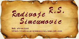 Radivoje Simeunović vizit kartica